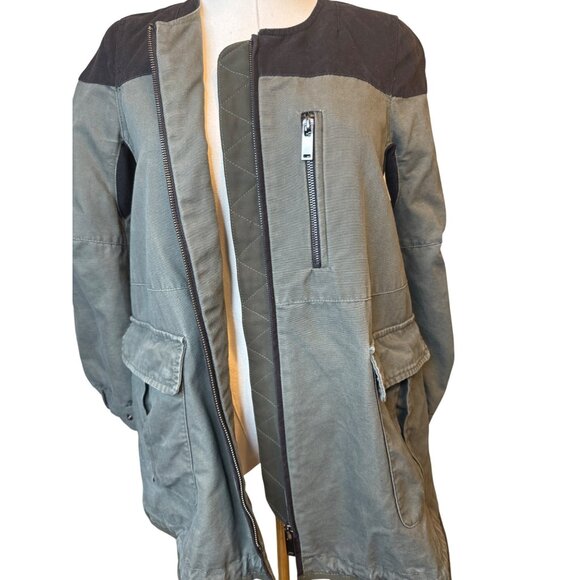 2/$30 Zara XS Two-Tone Olive Green & Black Zip-Up Jacket - Picture 9 of 16